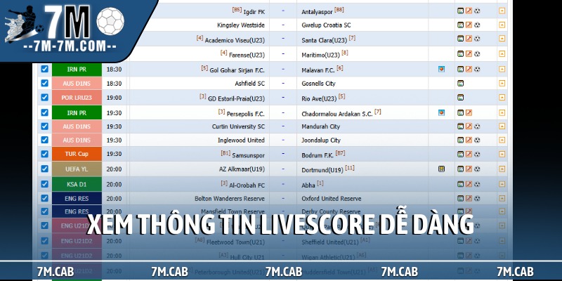 Xem thông tin LiveScore dễ dàng